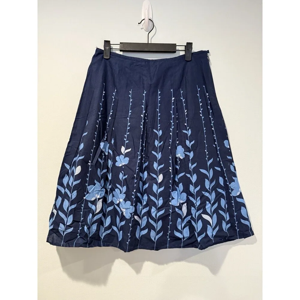Apt.9 Floral Midi Skirt 4 Zip Lined 100% Cotton Work Twee Retro Garden Party